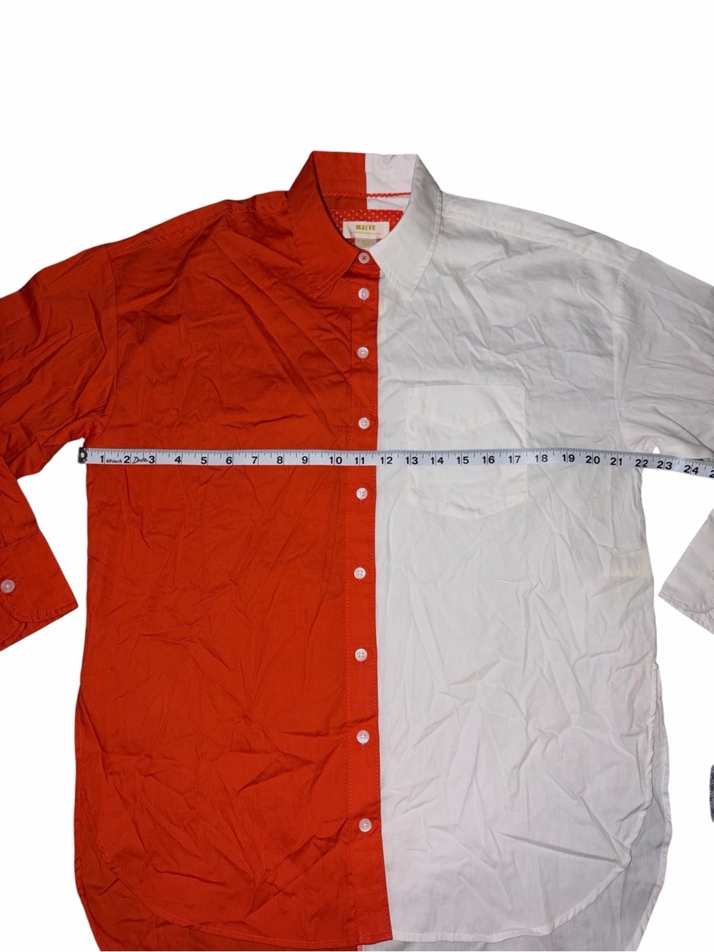 EUC Maeve by Anthropologie Oversized Colorblock Orange Button Down Shirt X-Small - Picture 7 of 8